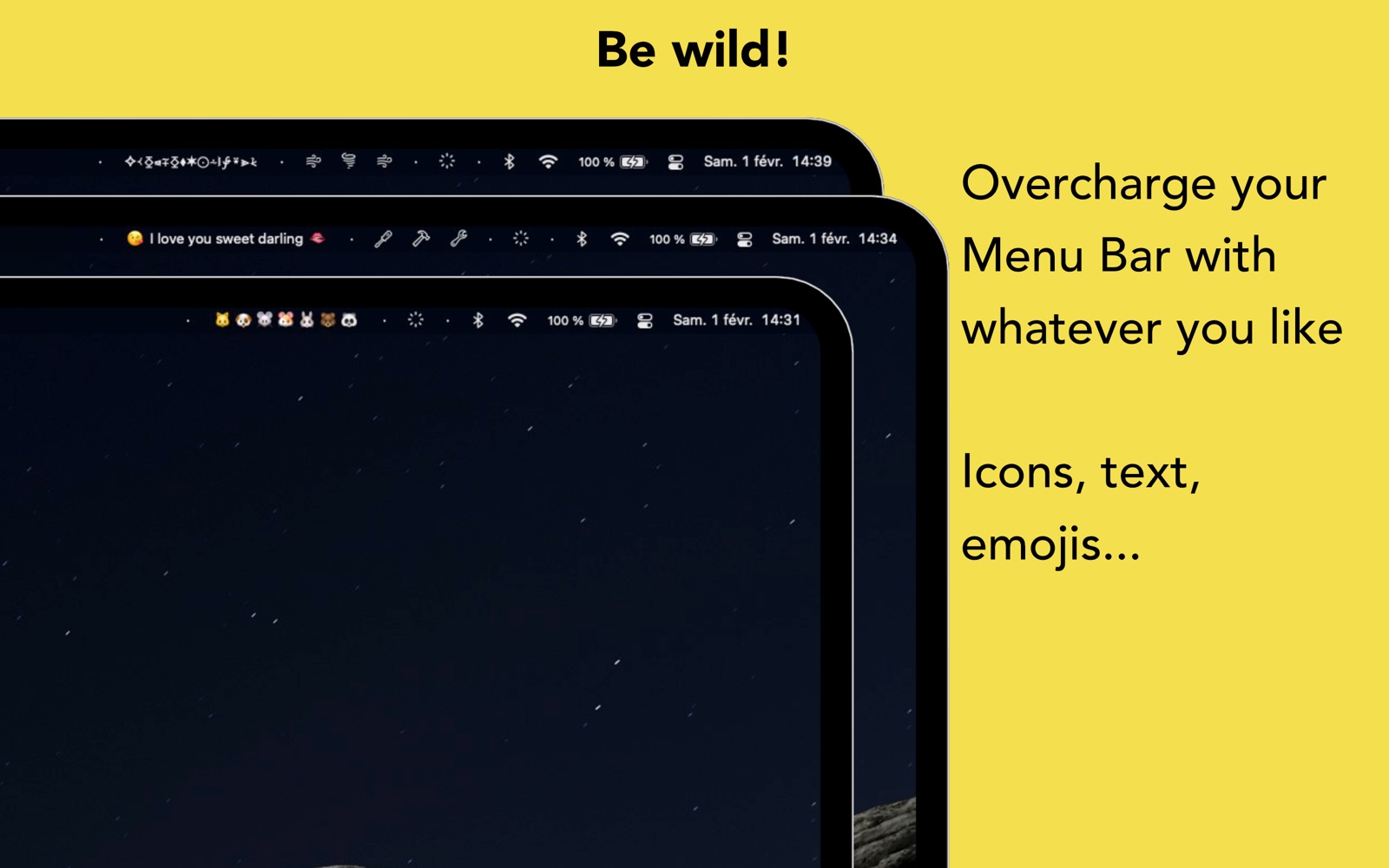 Piksy decorating a Mac menu bar